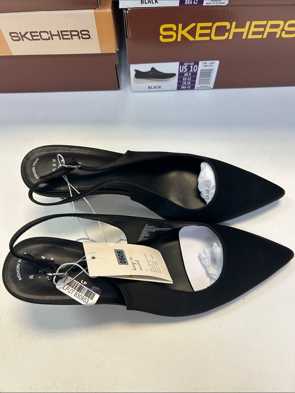 Skechers Women’s Black Pointed Slingback Heels 20505